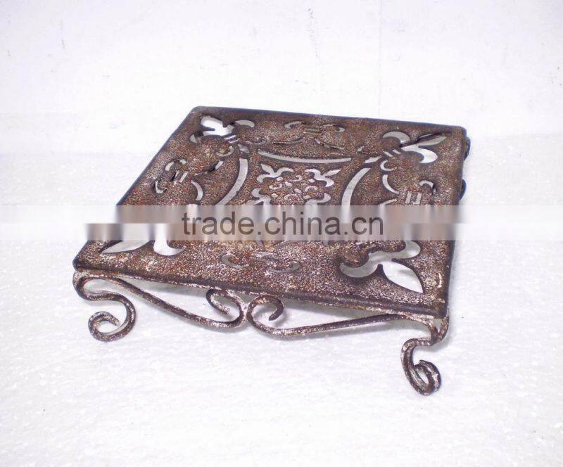 Square Metal Coaster w/Antique Rusty