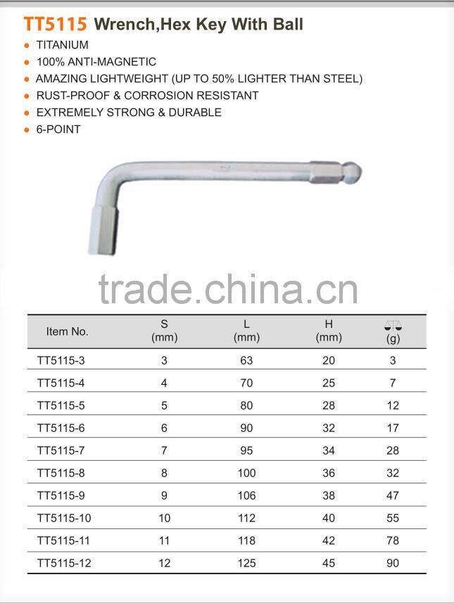 Titanium Hex Key Wrench Spanner With Ball