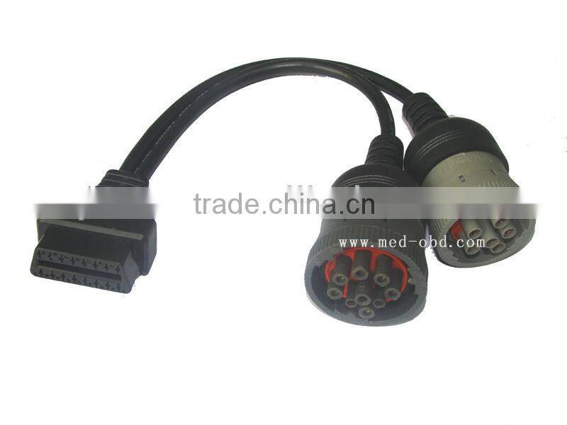 OBD2 Interface truck Y cable OBD2 16pin Female to J1708 6pin female and J1939 9pin female