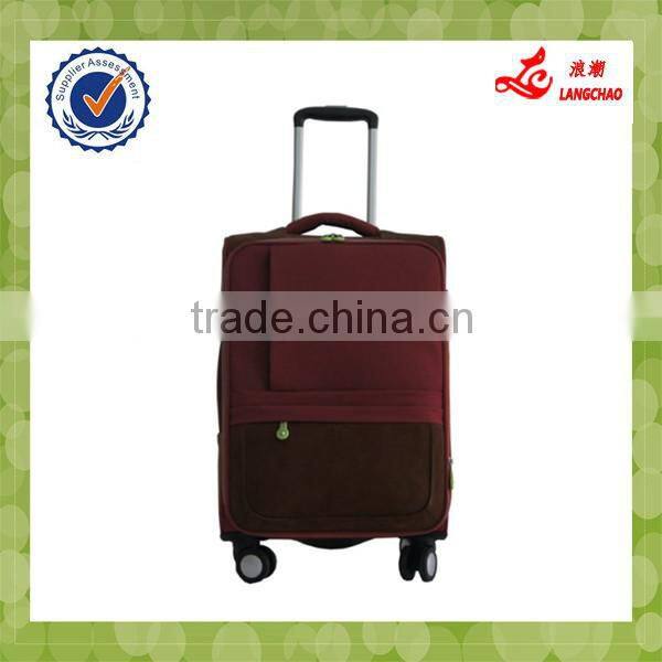 Red Color Functional Travel Bags Nylon Spinner Luggage