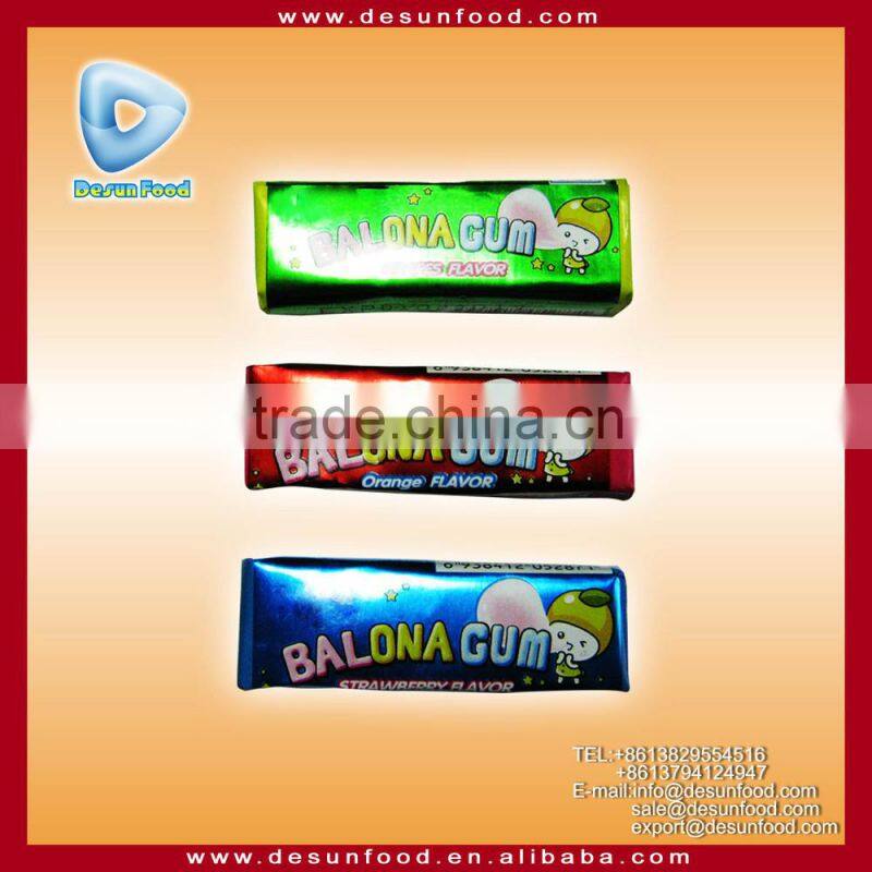 Fruit flavor 3pcs in one packet lala bubble gum in jar