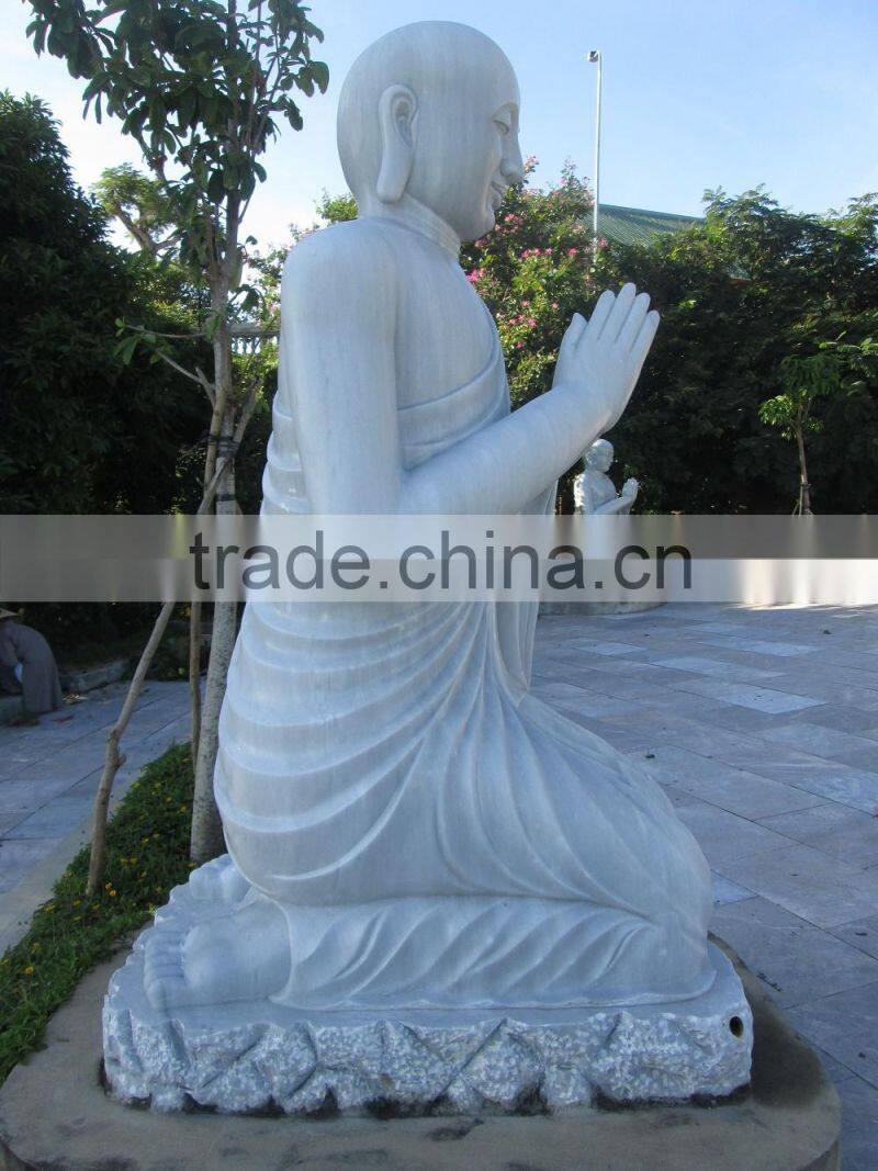 Shakyamuni Buddha Statue White Marble Stone Hand Carving Sculpture for Home Pagoda