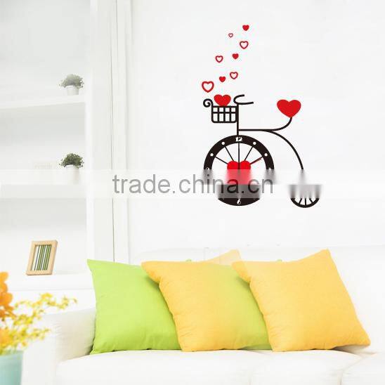 large loving heart clock shape removable room decor 3D wall sticker