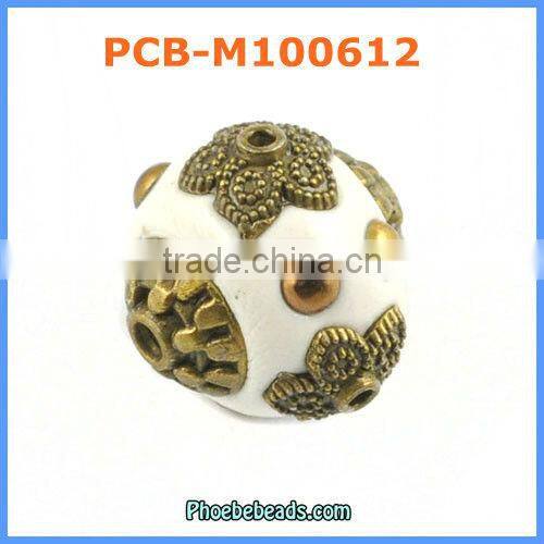 Wholesale Silver Color Indonesia Crystal Metal Jewelry Beads PCB-M100608
