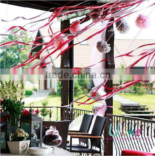 2014 popular tissue pom poms flower garland outside yard decoration for party decoration