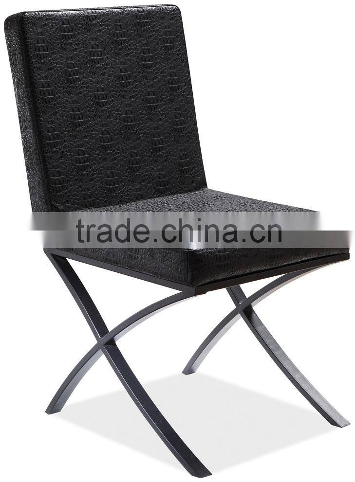 Z681 the best selling pu crocodile leather nordic metal dining chair