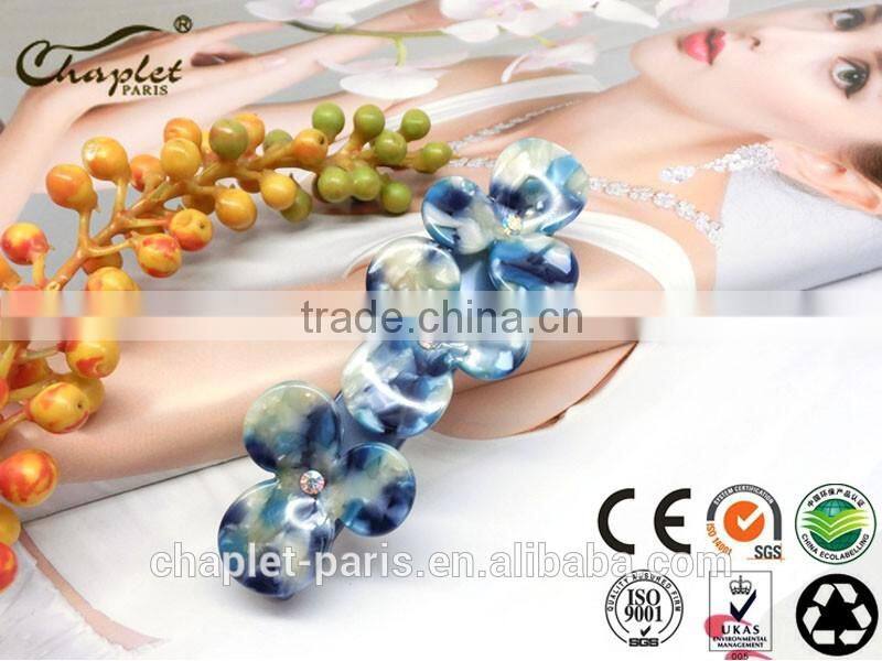 wholesale cellulose acetate flower hair barrettes rhinestone hair clip