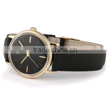 High quality leather strap rose gold wrist watch