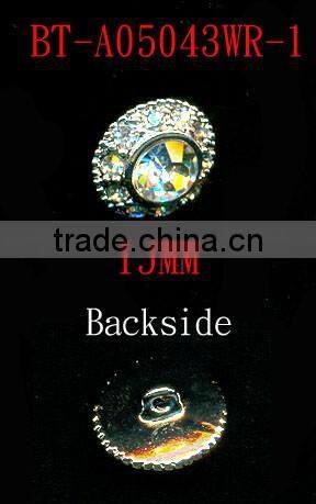 8MM Clear Crystal Aerolite Rhinestone Nickel Free Silver Shank Rhinestone Button