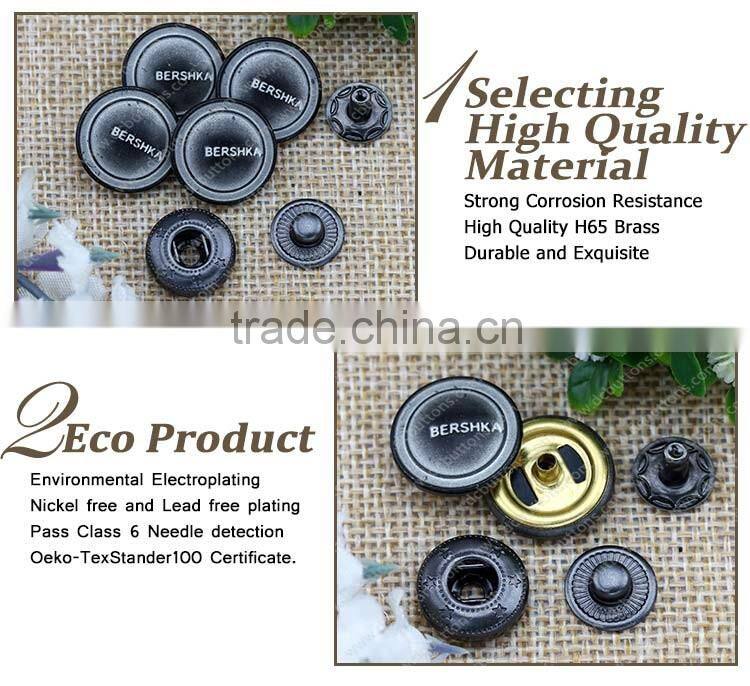 17MM Hot sale copper button custom spring snap button tor jacket bags