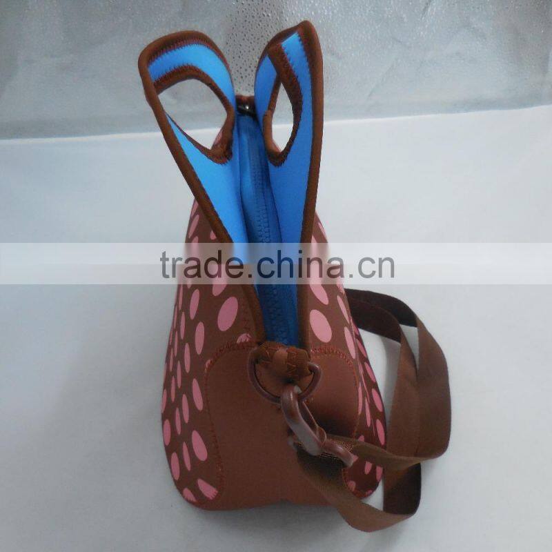 hot-sale eco-friendly neoprene material waterproofed picnic lunch cooler tote bag with lanyard/strap/handle