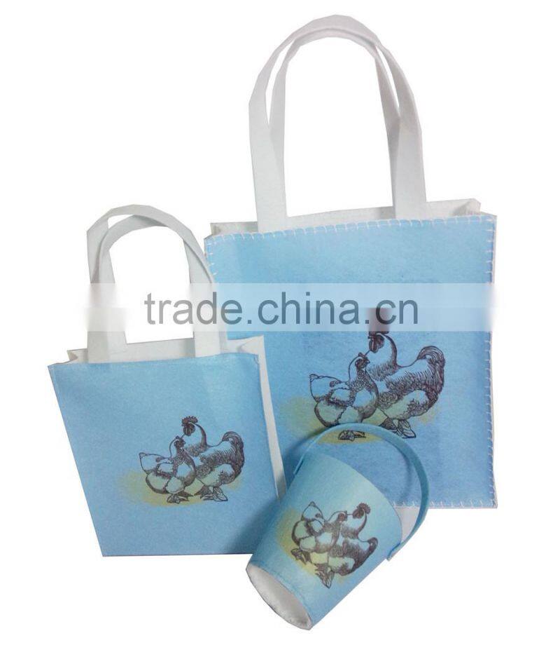 folk art printed chicken Daily grocery women shopping bag