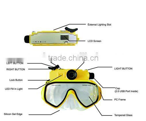 Best price snorkeling dive mask with hd camera in underwater 30m diving