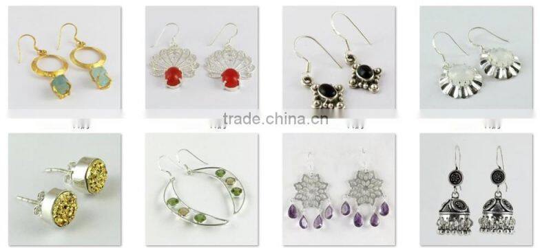 Exotic ! Druzy 925 Sterling Silver Earring, Online Silver Jewelry, Silver Jewelry