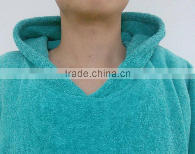 100% cotton terry cloth plain color super absorbent hooded surf poncho beach towel