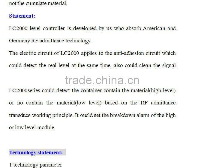 RF admittance level controller