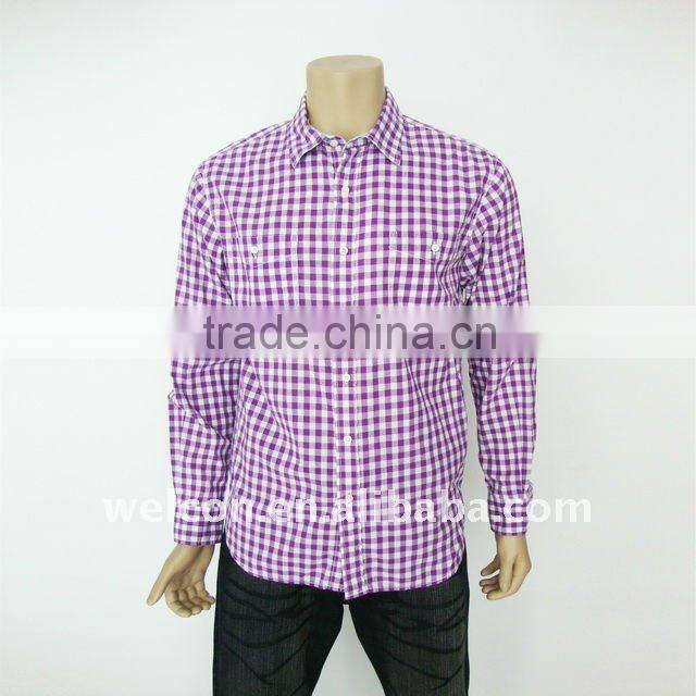 Men's 100% cotton long sleeve stylish Fine grid classic casual shirt