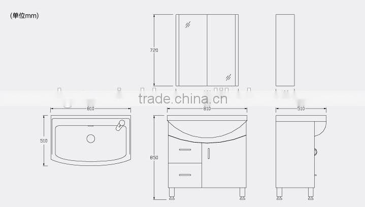 Middle East hot sale yellow color bathroom vanity flooring vanity with ceramic basin
