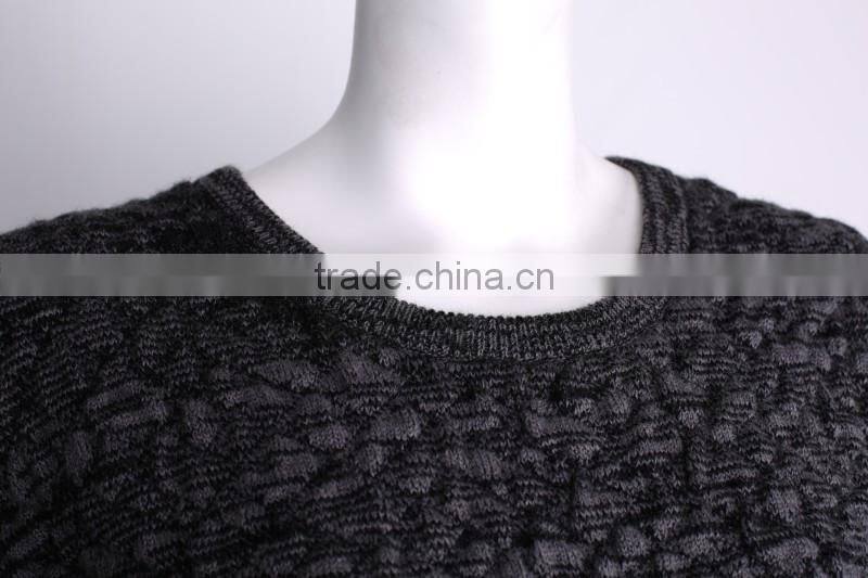 New product womens' round neck long sleeve pullover wool knitted sweater with jacquard