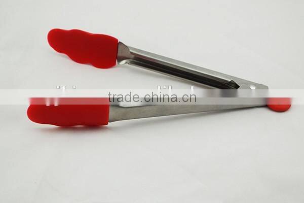 2016 BBQ tool baking utensil stainless steel & nylon food tongs