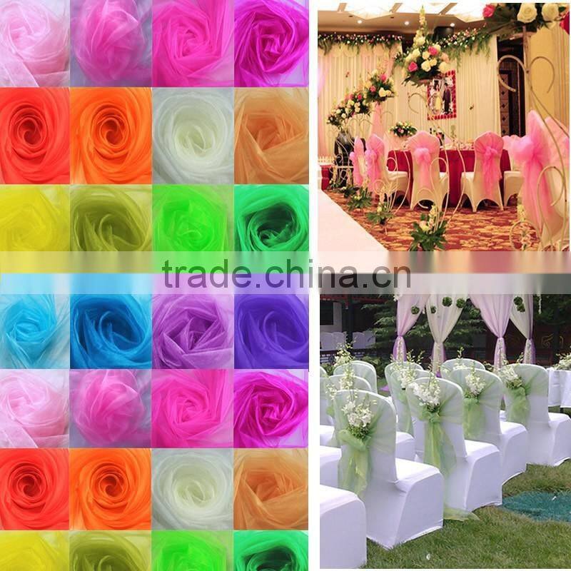 20*275cm In Stock Wedding Organza Cheap Wedding Chair Cover Sashes Sash Party Banquet Decoration Bow Colours