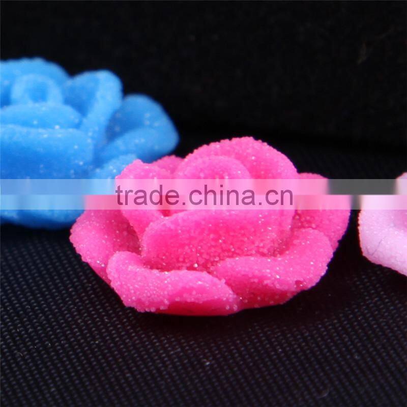 Bulk sale 12mm Resin artificial pink flowers beautiful 12mm rose resin flower For Jewelry & Phone Case & Nail Art -zhiya factory