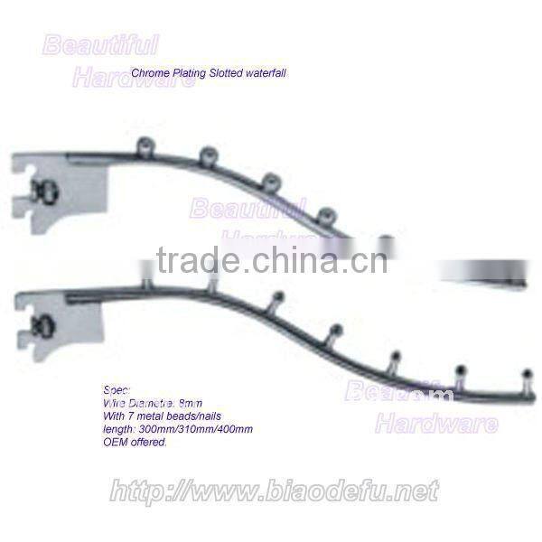 Chrome plating wire waterfall hook for slotted upright