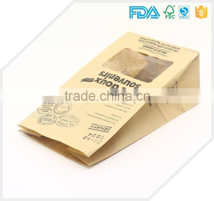 Factory price food grade tin tie paper bag kraft for the Danish bread packaging
