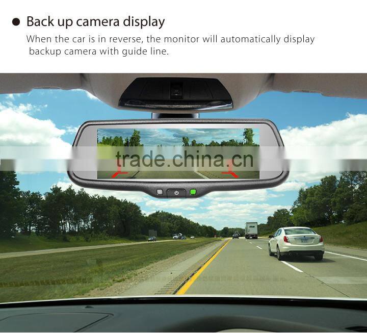 7.3 inch car rear view mirror monitor auto brigtness adjustment and 3 cameras video inpur