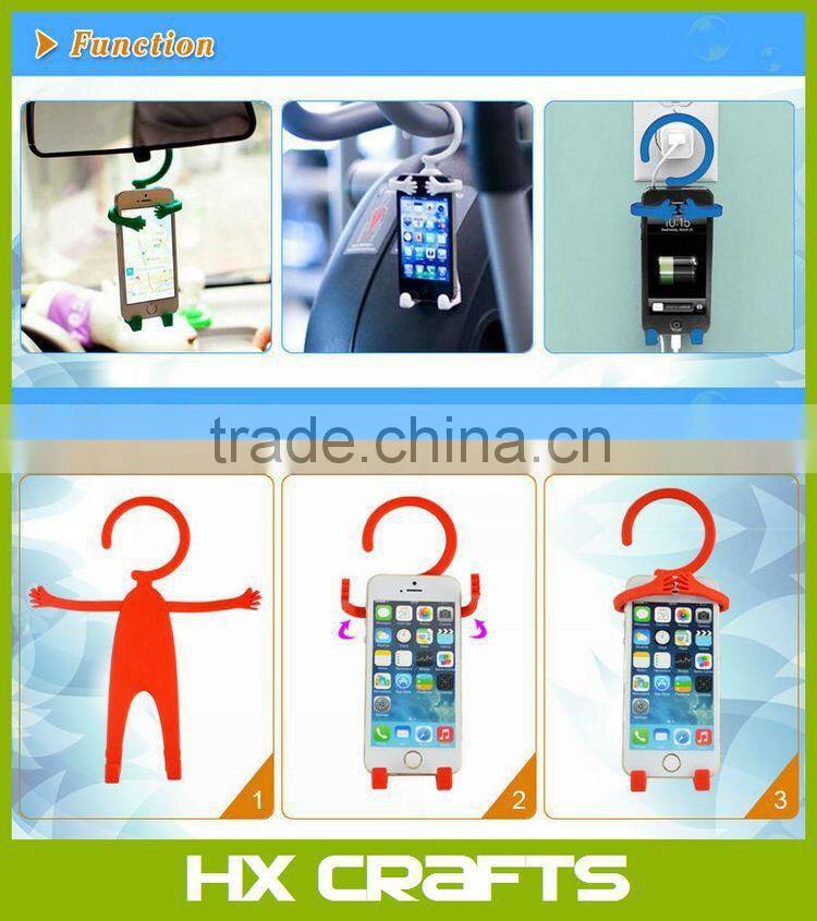 Flexible Hook Cell Phone Holder Multi function Human Shape Hanger / Phone Holder Silicon Unique Flexible Cell Phone Holder