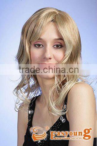 Synthetic curly hair wig for women. machine made wig type