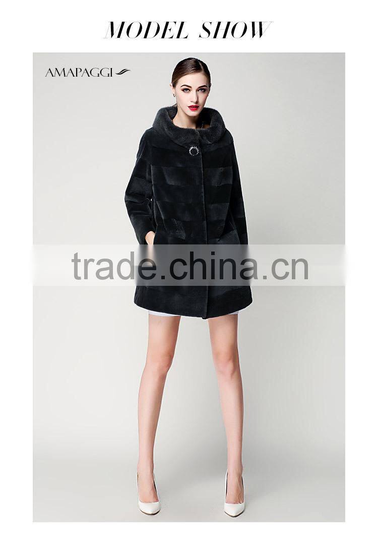 Hot sale real natural cashmere fur coat for winter overcoat