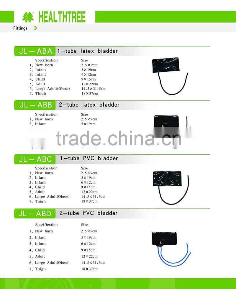 Blood pressure monitor accessory, latex/PVC bladder