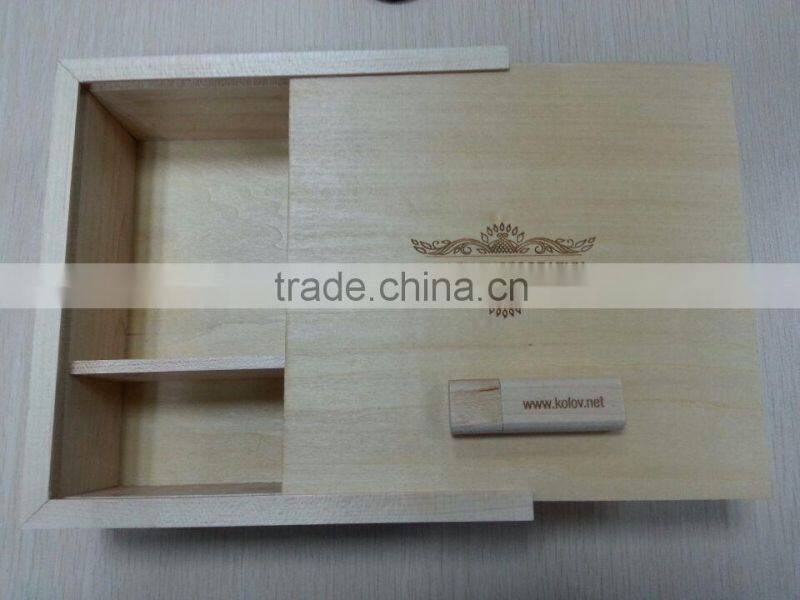2016 best wedding gift wooden usb flash drive with box, custom natural woode usb flash drive, wholesale price usb flash 16GB