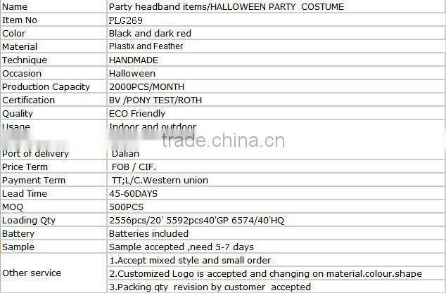 Hot sexy colorful feather handband for Masquade party girls