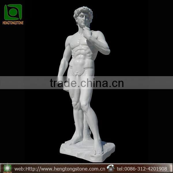 Hand Carved Life Size White Marble David Statue