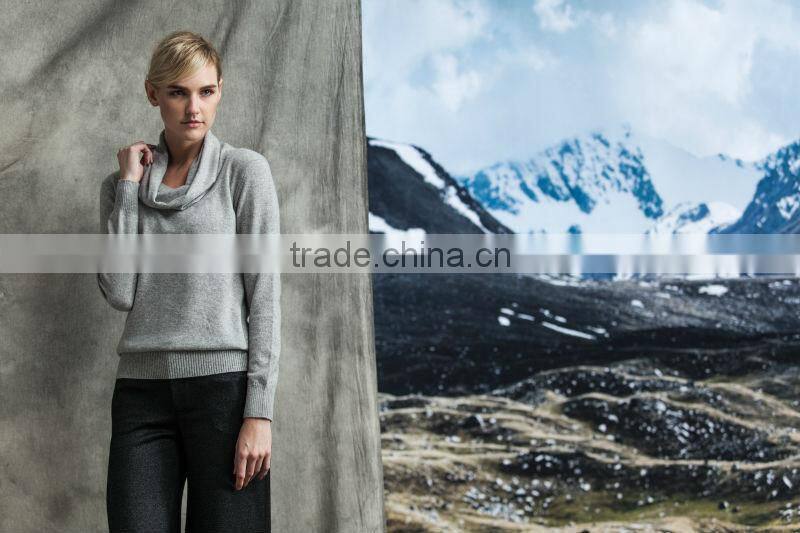 2014 new fashion women knitting pure cashmere big round neck pullover