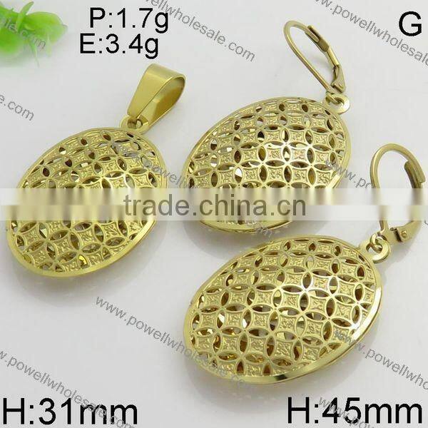 New arrival oval shape dubai 18k gold jewelry set