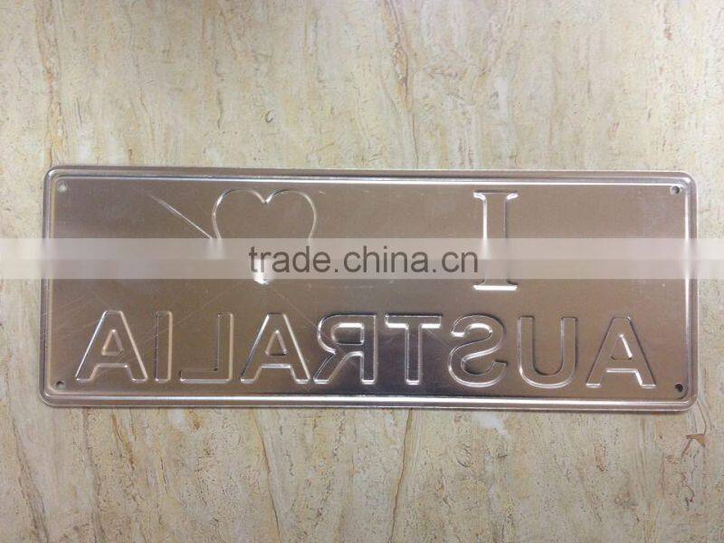 Embossed custom embossed license plate