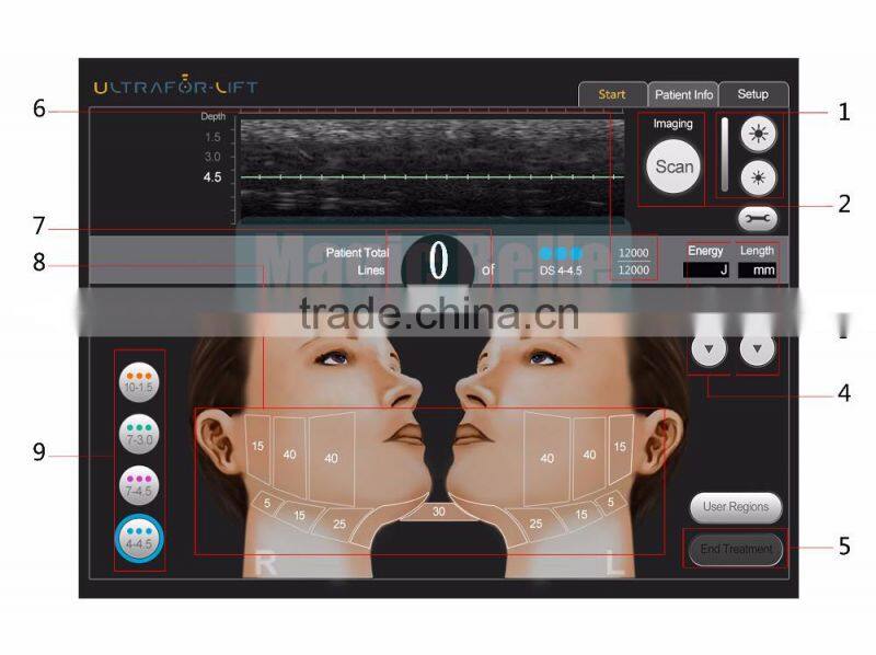 2016 CE Certificated HIFU Machine Facial Lifting Wrinkle Removal Hifu Machine with 5 Heads for Salon