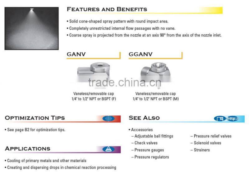 GANV SS full cone nozzle for dust control