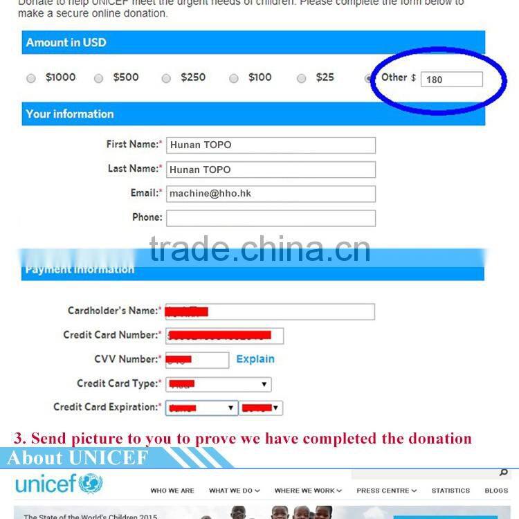 You buy a carbon clean machine, we donate 18 dollars to the UNICEF