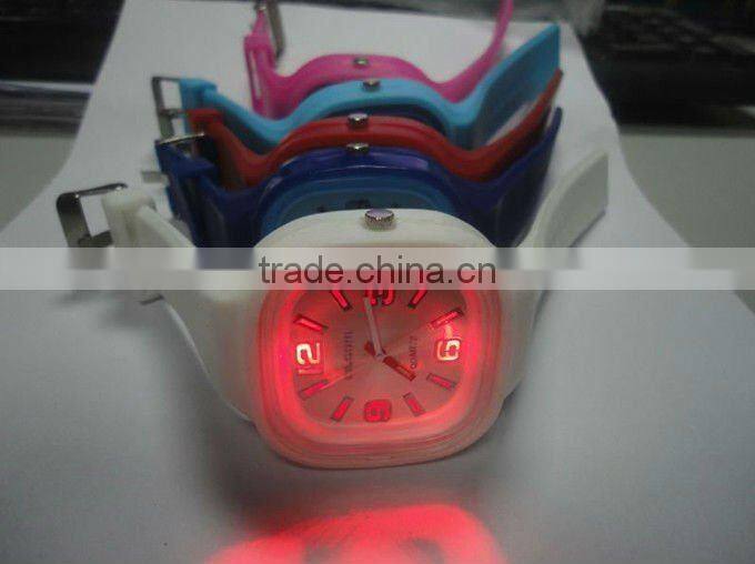 Top quality silicone jelly watch with led blinking light