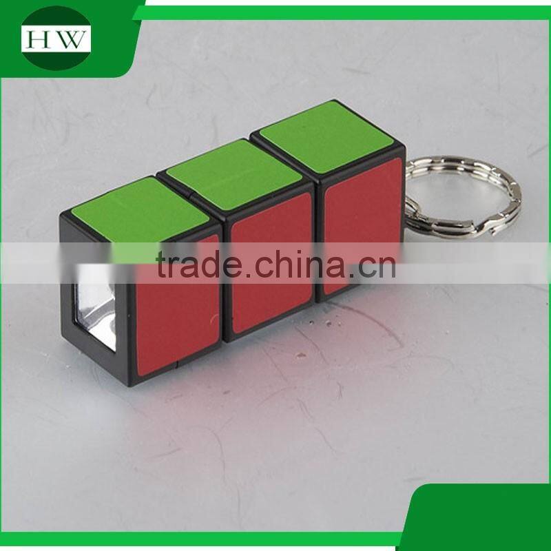 Magical Cube LED key flash light plastic Keychain Light
