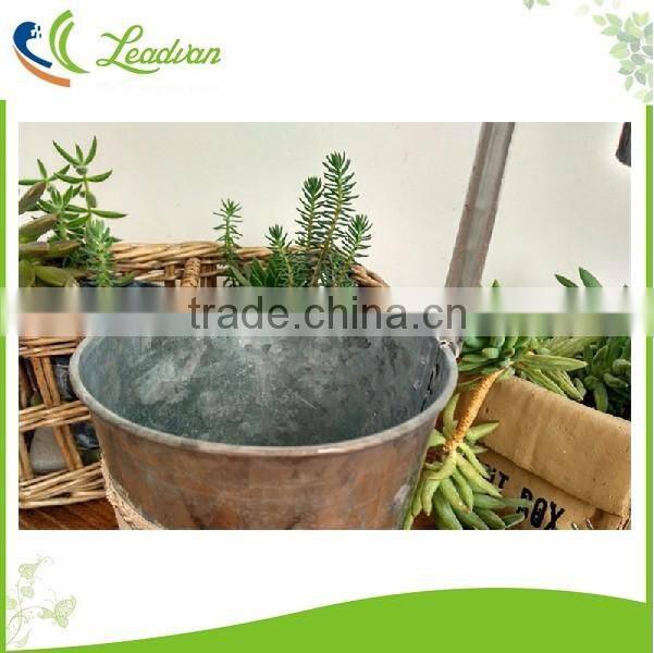 Galvanized iron metal balcony hanging flower pot with hook