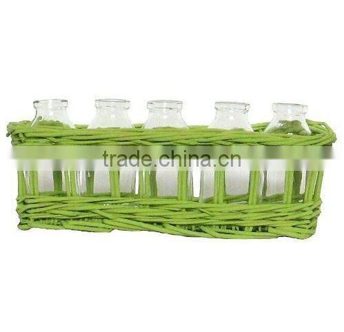 Blue Willow Basket with Glass Carafe (Shandong)