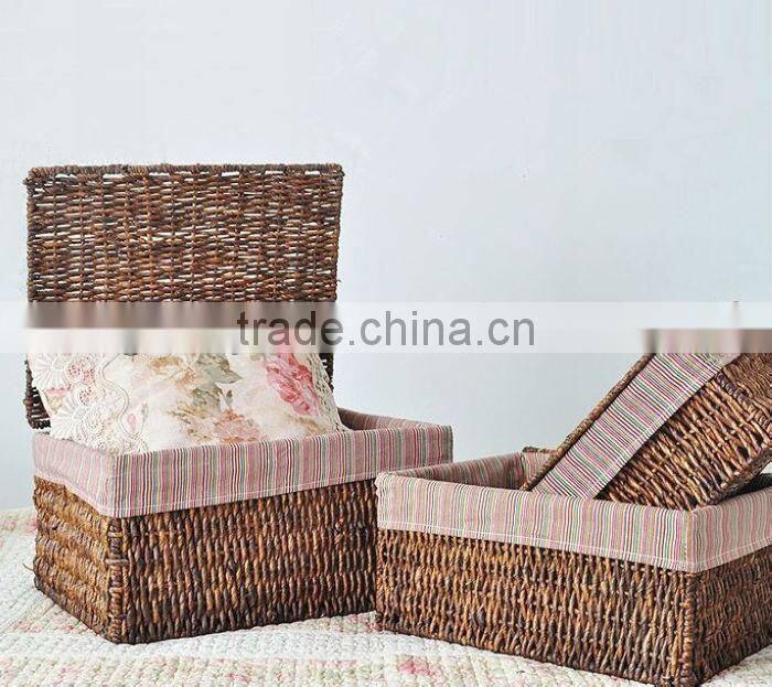 Set of three Coffee Corn rope storage box