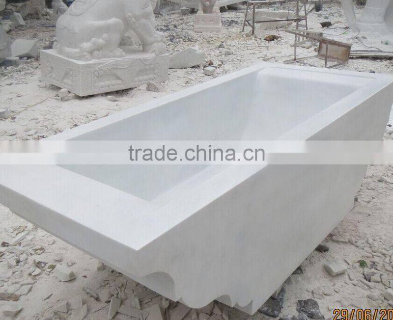 Half Hand Carved Free Standing Marble Stone Bathtub