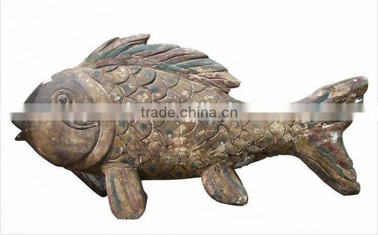 antique imitation wooden fish sculpture home hotel decoration sculpture