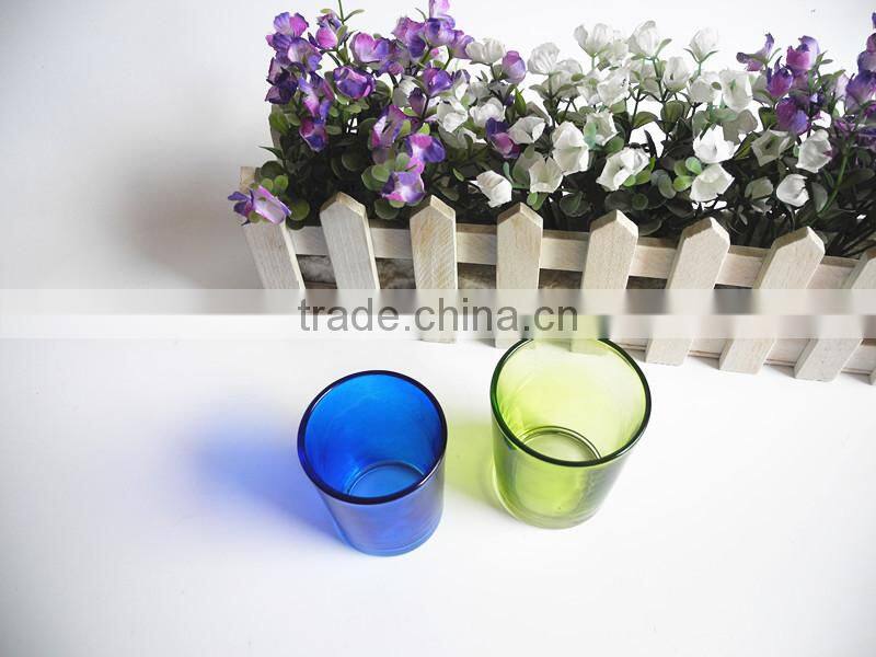 small colorful pillar craft glass tealight candle holder